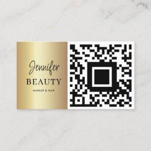 Carte De Visite Maquillage Artiste Beauté Salon QR Code Or moderne