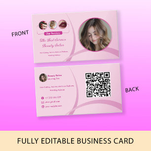 Carte De Visite Maquillage Artiste Beauté Salon Rose Photo Code QR