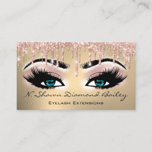 Carte De Visite Maquillage Artiste Bleu Eyelash Rose Or