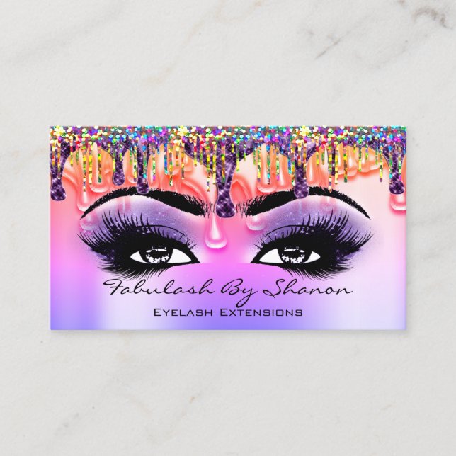 Carte De Visite Maquillage Artiste Brow Eyelash Purple Driple Holo (Devant)