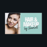 Carte De Visite Maquillage artiste cheveux photo bold script menth<br><div class="desc">Maquillage artiste cheveux photo bold script menthe bleu</div>