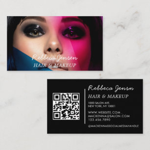 Carte De Visite Maquillage artiste cheveux photo en gras script bl