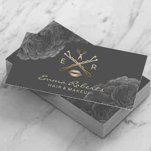 Carte De Visite Maquillage Artiste Cheveux Styliste Dark Floral Go