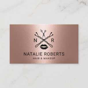Carte De Visite Maquillage Artiste Coiffeur Salon Beauté Logo Rose