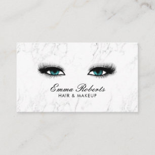 Carte De Visite Maquillage Artiste Coiffeur Salon Bleu Yeux Marbre