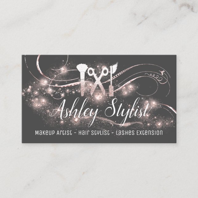 Carte De Visite Maquillage Artiste Coiffeur Salon Lash Ciseaux Blu (Devant)