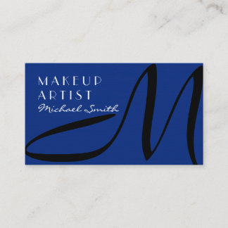 Carte De Visite Maquillage Artiste élégant Monogramme moderne bleu