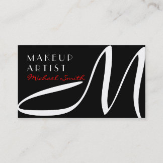 Carte De Visite Maquillage Artiste élégant Monogramme moderne Noir