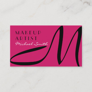 Carte De Visite Maquillage Artiste élégant Monogramme moderne Rose