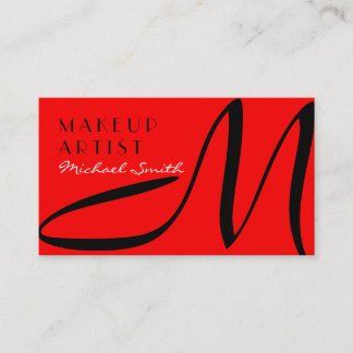 Carte De Visite Maquillage Artiste élégant Monogramme moderne Roug