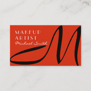 Carte De Visite Maquillage Artiste élégant Monogramme moderne Roug
