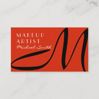 Carte De Visite Maquillage Artiste élégant Monogramme moderne Roug