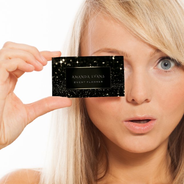 Carte De Visite Maquillage Artiste Événement Black Frame Gold Spar (Créateur téléchargé)