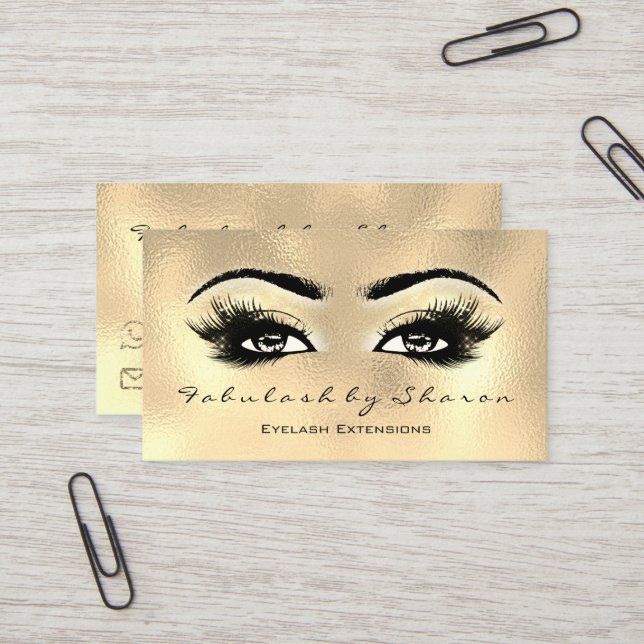 Carte De Visite Maquillage Artiste Eyebros Lashes Extension Verre  (Devant/Arrière en situation)