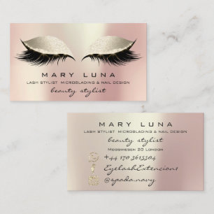 Carte De Visite Maquillage Artiste Eyebros Lashes Or Rose ivoire