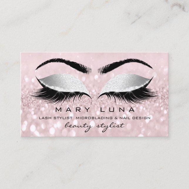 Carte De Visite Maquillage Artiste Eyebrosses Lashes Rose Grey Soc (Devant)