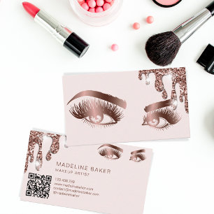 Carte De Visite Maquillage Artiste Eyebrow Eye Lashes Rose Gold QR