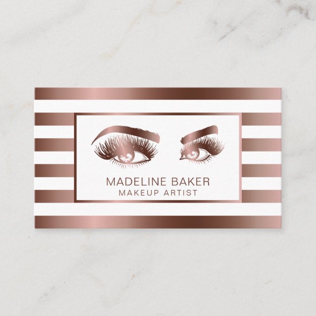 Carte De Visite Maquillage Artiste Eyebrow Eyes Lashes Rose Gold (Devant)