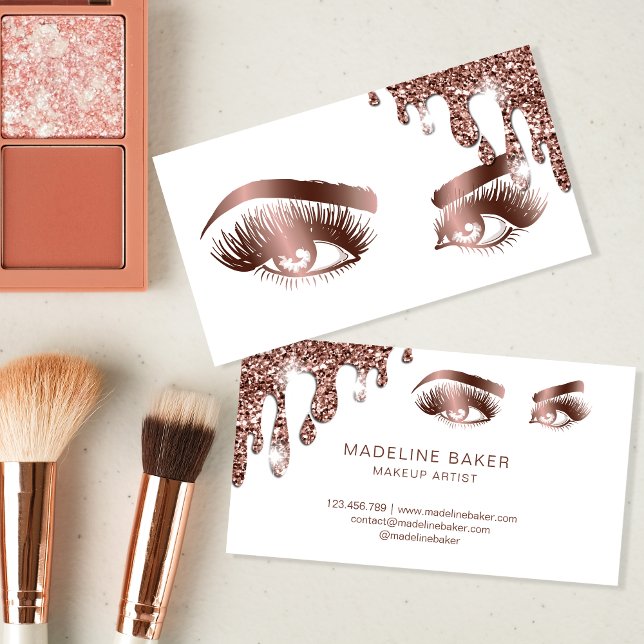 Carte De Visite Maquillage Artiste Eyebrow Eyes Lashes Rose Gold (Créateur téléchargé)