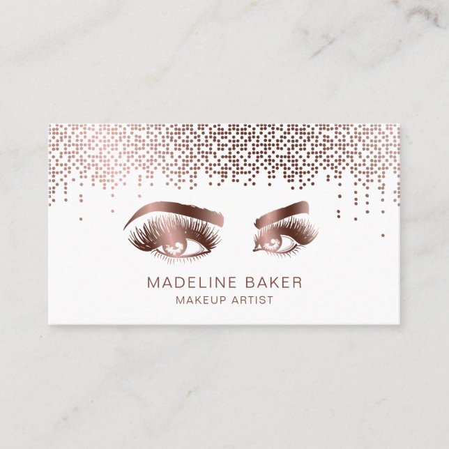 Carte De Visite Maquillage Artiste Eyebrow Eyes Lashes Rose Gold (Devant)