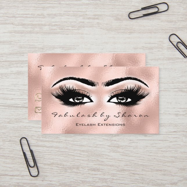 Carte De Visite Maquillage Artiste Eyebrow Lashes Extension Rose B (Devant/Arrière en situation)