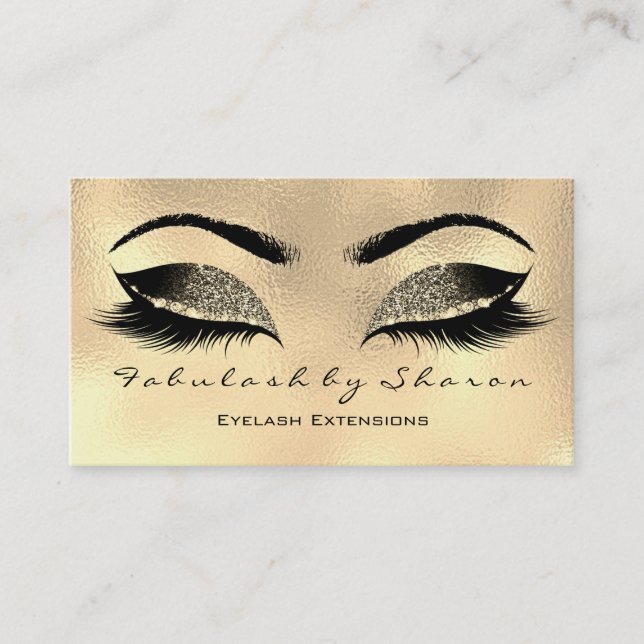 Carte De Visite Maquillage Artiste Eyebrow Lashes Or Parties scint (Devant)