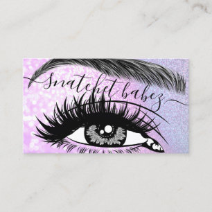 Carte De Visite Maquillage Artiste Eyelash Hair Brows QR Code rose