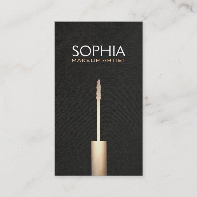 Carte De Visite Maquillage Artiste Faux Gold Foil Mascara Logo (Devant)