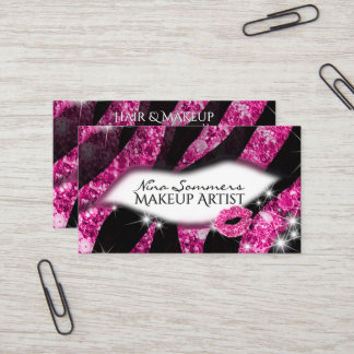Carte De Visite Maquillage Artiste Glam Parties scintillant rose l