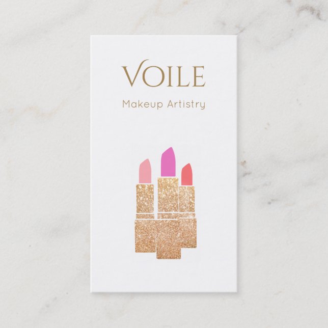 Carte De Visite Maquillage Artiste Gold Parties scintillant Lipsti (Devant)