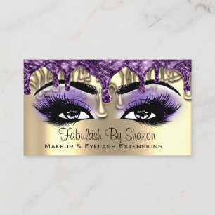 Carte De Visite Maquillage Artiste Gold Purple Drips Oeil Lashes