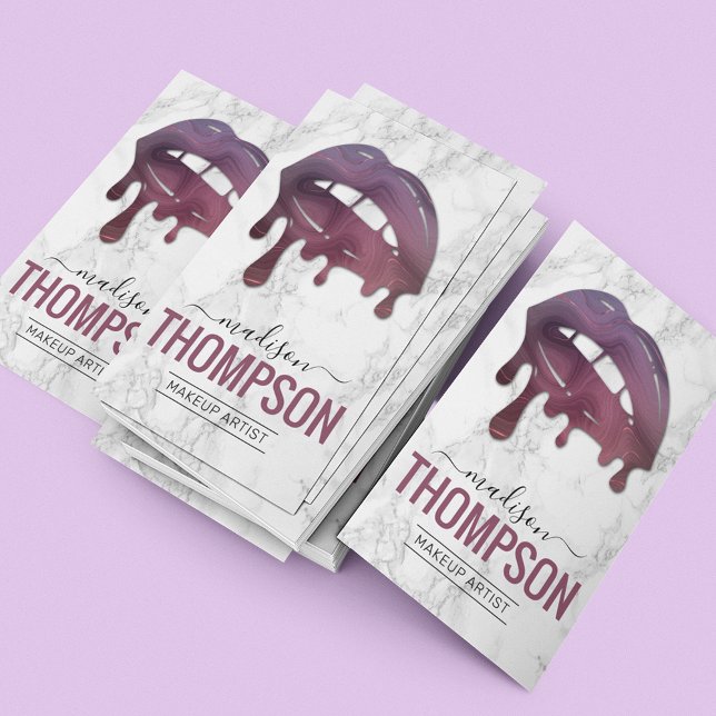 Carte De Visite Maquillage Artiste goutte à lèvres brillant (Créateur téléchargé)