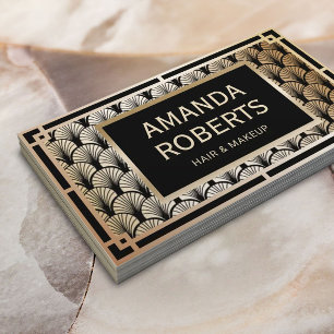 Carte De Visite Maquillage Artiste & Hair Styliste Elégant Gold Ar