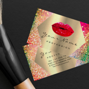 Carte De Visite Maquillage Artiste Kiss LIPS rouge LUX Holographe 