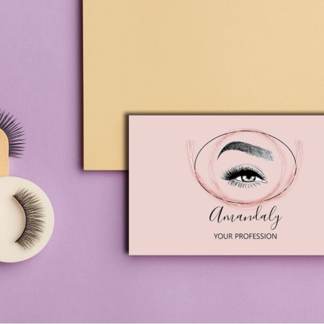 Carte De Visite Maquillage Artiste Lash Friseur Logo QR CODE Cadre (Makeup Artist Lash Friseur Logo QR CODE FrameRose Business Card)