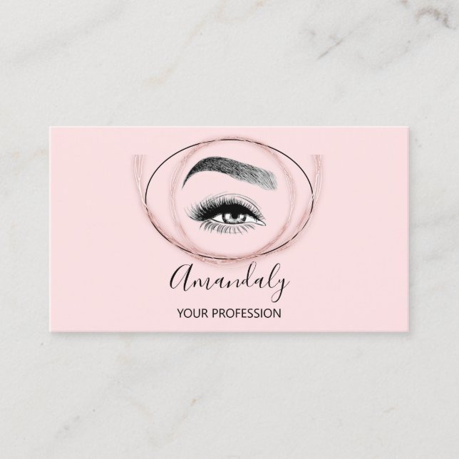 Carte De Visite Maquillage Artiste Lash Friseur Logo QR CODE Rose  (Devant)