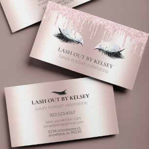Carte De Visite Maquillage Artiste Lashes Metallic Rose Parties sc