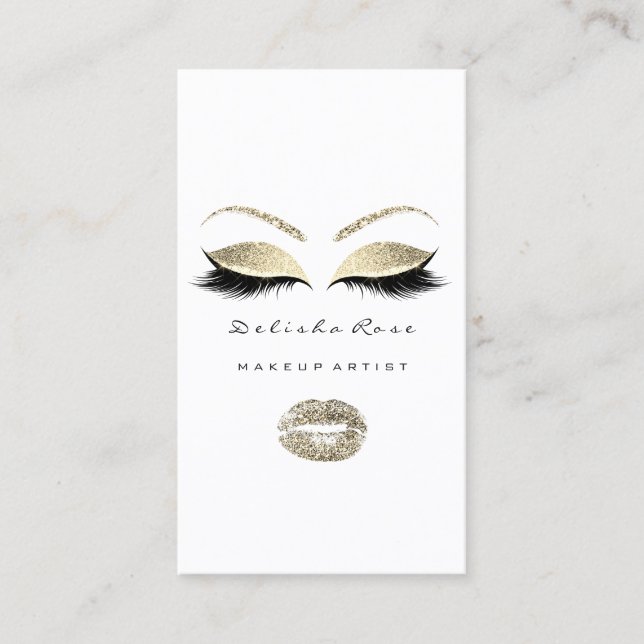 Carte De Visite Maquillage Artiste Lashes Parties scintillant Or L (Devant)
