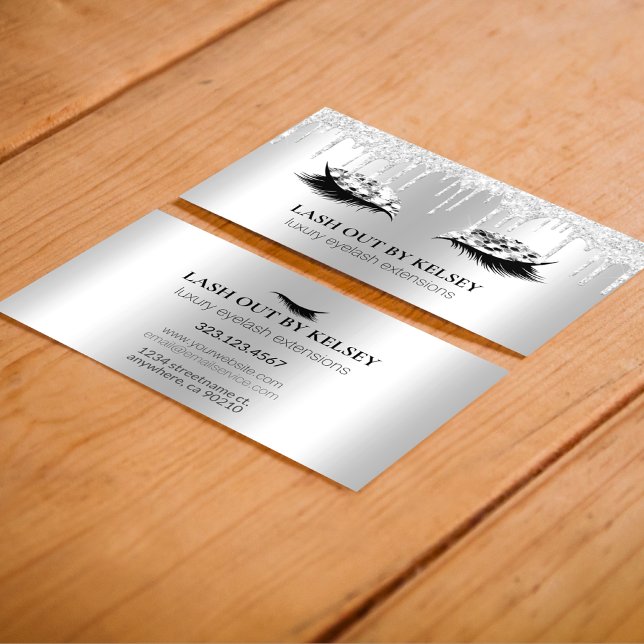 Carte De Visite Maquillage Artiste Lashes Parties scintillant Plat (Créateur téléchargé)
