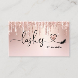 Carte De Visite Maquillage Artiste Lashes Parties scintillant rose