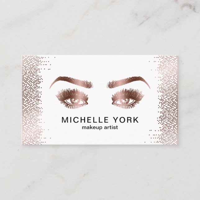 Carte De Visite Maquillage Artiste Lashes Rose Gold Eyes Brows (Devant)