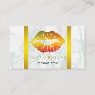 Carte De Visite Maquillage artiste lèvres d'or salon marbre esthét