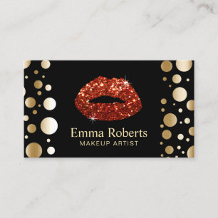 Carte De Visite Maquillage Artiste Lèvres Parties scintillant Roug