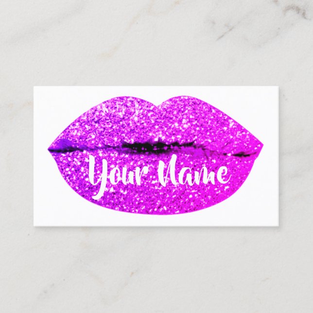 Carte De Visite Maquillage Artiste Magenta Rose Kiss Lips Sugar Pa (Devant)