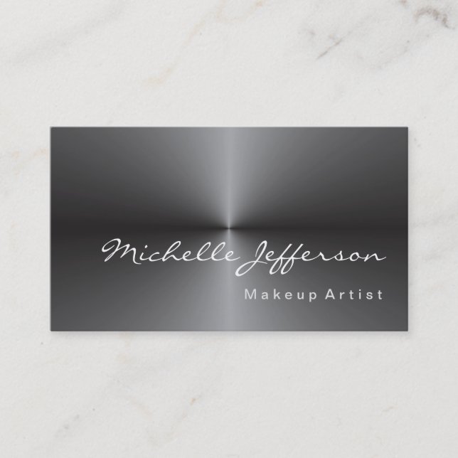 Carte De Visite Maquillage Artiste Metallic Argent gris tendance (Devant)