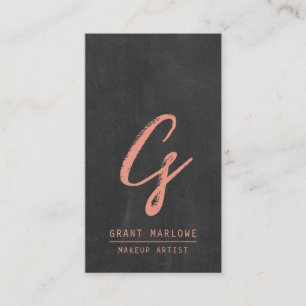 Carte De Visite Maquillage Artiste Monogramme Cuivre Tableau noir