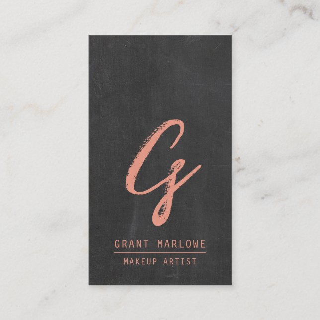 Carte De Visite Maquillage Artiste Monogramme Cuivre Tableau noir (Devant)