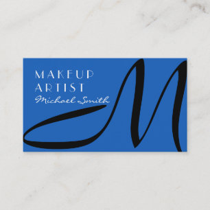 Carte De Visite Maquillage Artiste Monogramme Moderne Denim