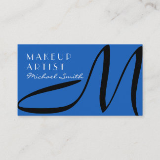 Carte De Visite Maquillage Artiste Monogramme Moderne Denim