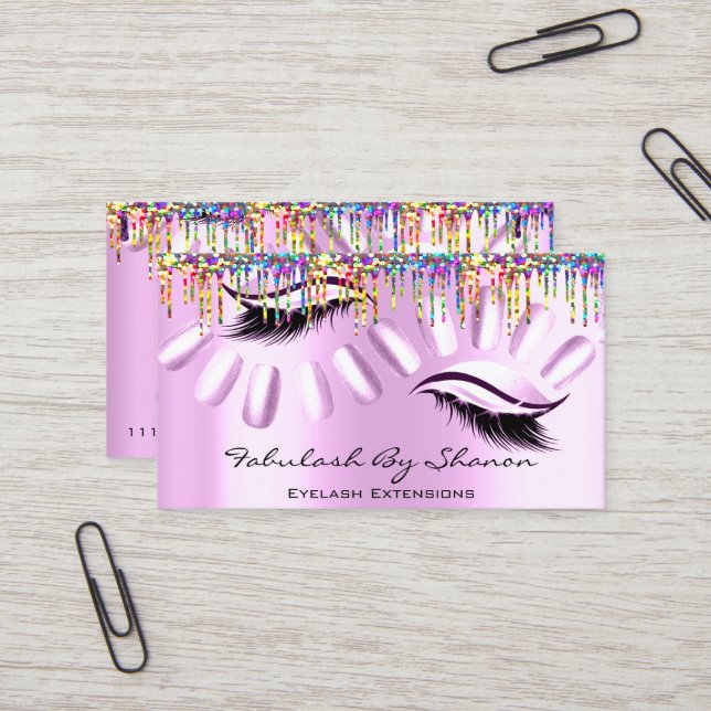 Carte De Visite Maquillage Artiste Nails Eyelash Drivers Royal Ros (Devant/Arrière en situation)